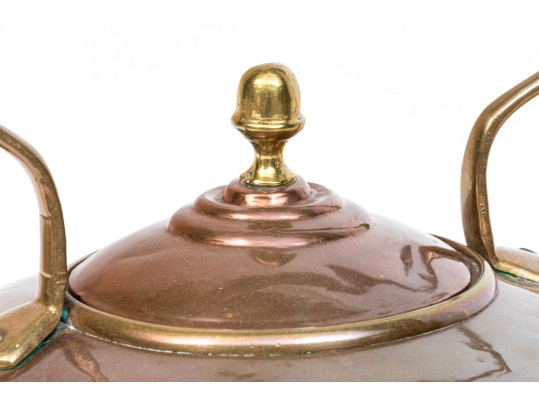 Antique Large Copper And Brass Tea Kettle 