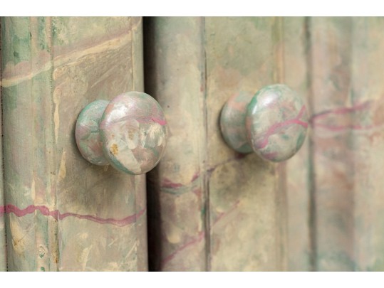 Decorative Faux Marble Painted Wooden Wall Mounted Cabinet