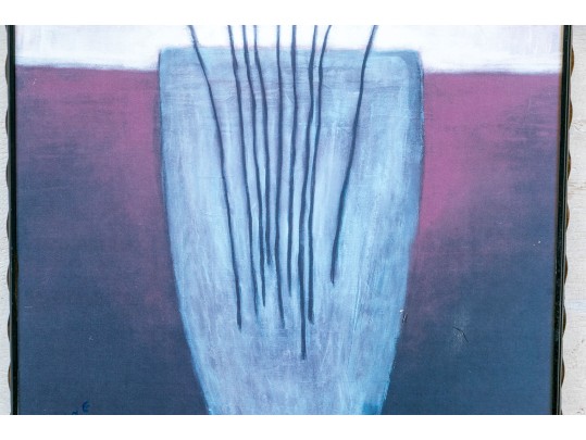 J. Pine, Signed Embellished Giclee On Board, Vase Of Red Tulips