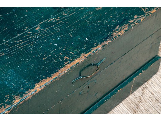 Antique Trunk In Green Paint