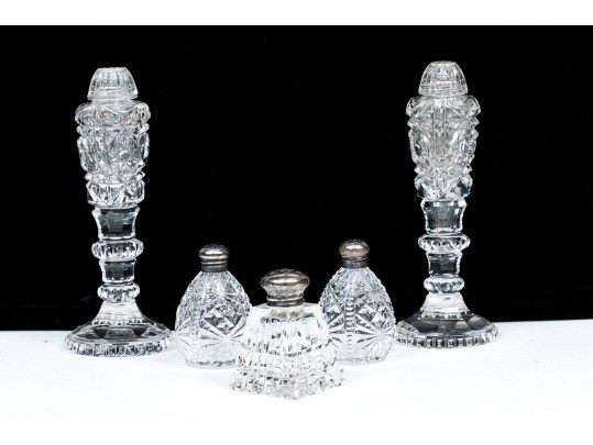 Vintage Collection Of Five Crystal Casters