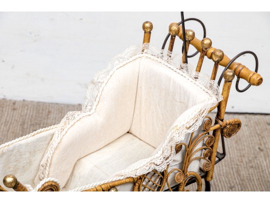 Vintage Rattan Baby Pram 