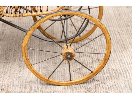 Vintage Rattan Baby Pram 