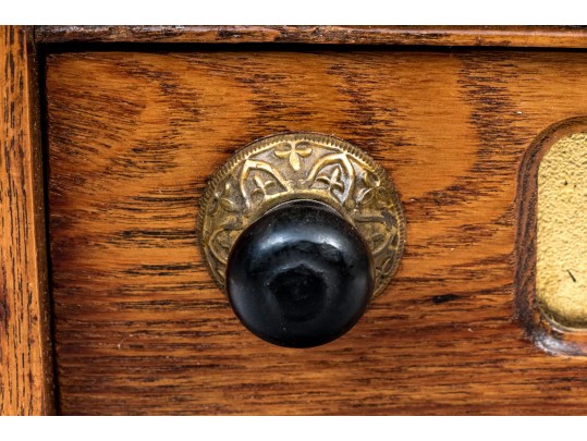Antique Milward's Three Drawer Oak Needle Cabinet