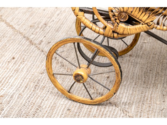 Vintage Rattan Baby Pram 