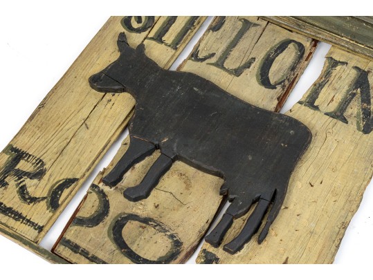 Antique Carved And Painted Wood Restaurant Sign, 