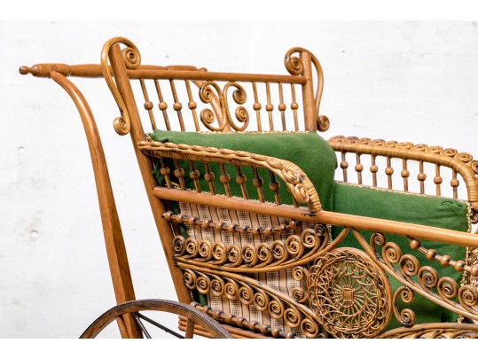 19th Century Rattan Baby Pram By Haywood Wakefield
