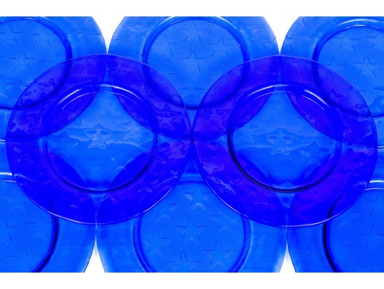 Wonderful Set Of 8 Cobalt Glass Chargers