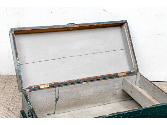 Antique Trunk In Green Paint