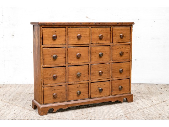 Antique Stained Pine Apothecary Cabinet