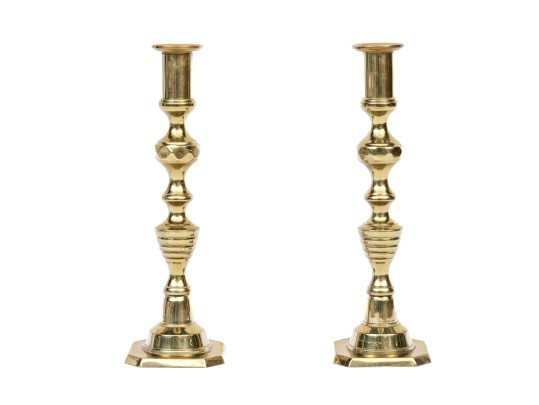 Pair Of Antique Brass Candlesticks