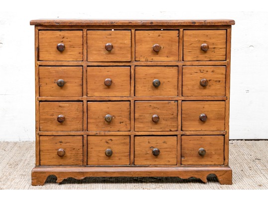Antique Stained Pine Apothecary Cabinet