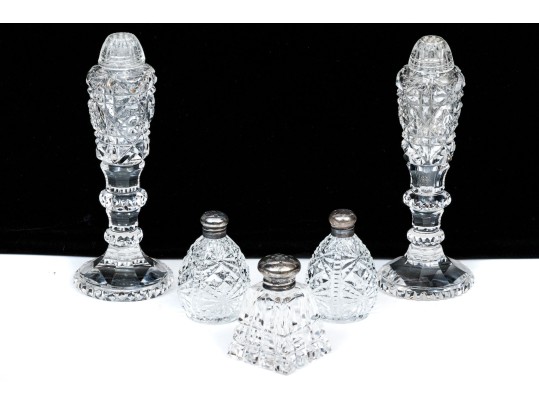 Vintage Collection Of Five Crystal Casters