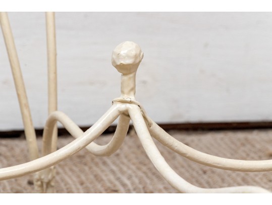 Pair Of Vintage White Painted Metal Peacock Chairs 