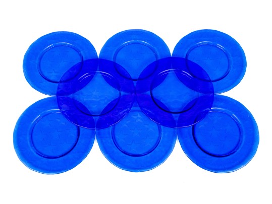 Wonderful Set Of 8 Cobalt Glass Chargers