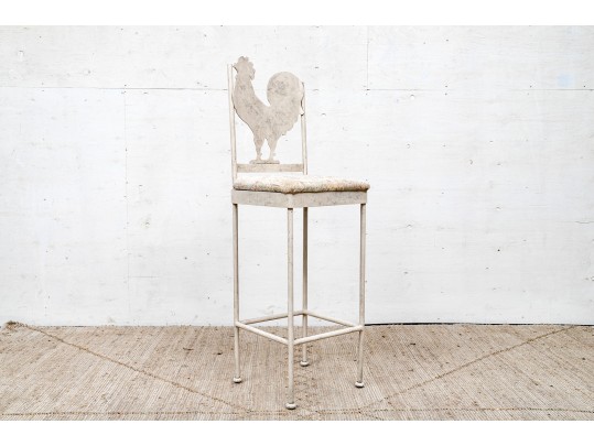Vintage Paint Decorated Metal Counter Stool