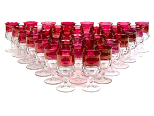 Large Collection Of Vintage Indiana Glass Kings Crown Glasses