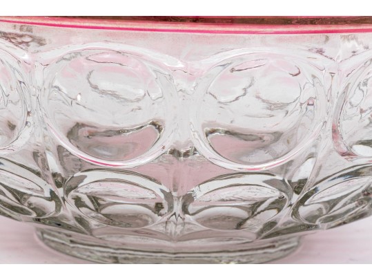 Vintage Indiana Glass Kings Crown Ruby Punch Bowl Set