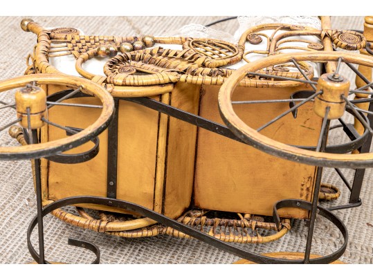 Vintage Rattan Baby Pram 