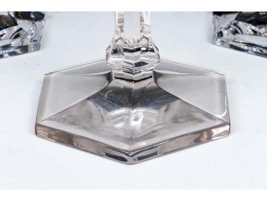 Assembled Collection Of Five Crystal Candlesticks