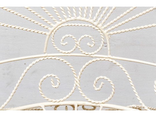 Pair Of Vintage White Painted Metal Peacock Chairs 