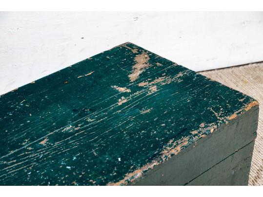 Antique Trunk In Green Paint