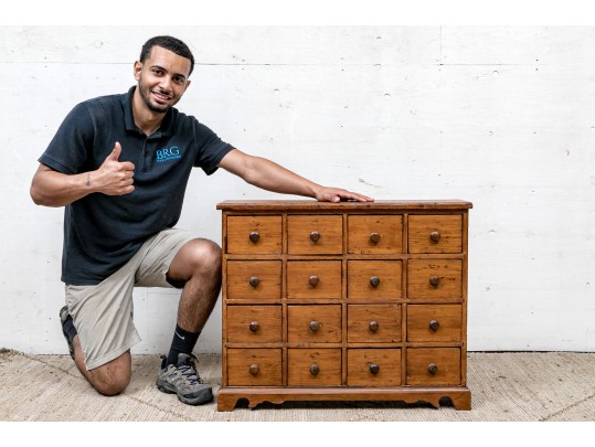 Antique Stained Pine Apothecary Cabinet