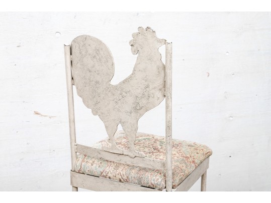 Vintage Paint Decorated Metal Counter Stool