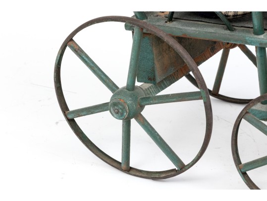 Antique Child's Toy Baby Carriage Filled With Stuffed Toy Bears