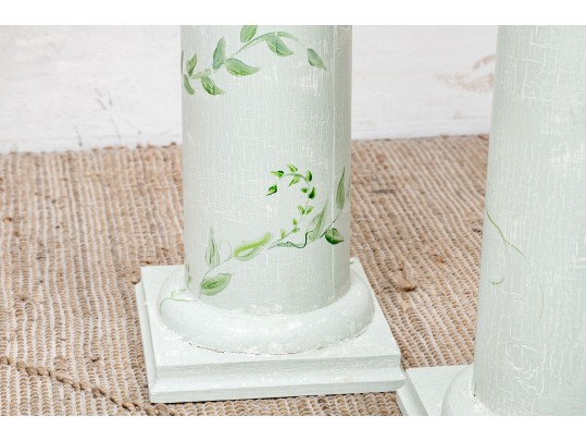 Set Of Four Paint Decorated Wood Pedestals