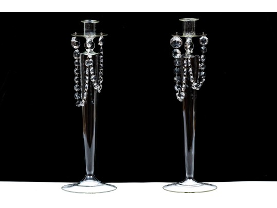 Fabulous Pair Of Glass Candlesticks