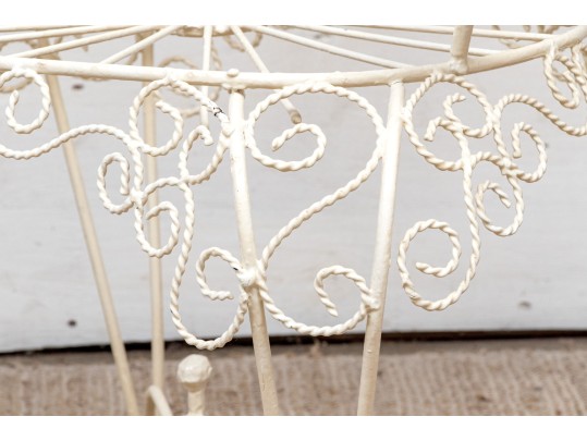 Pair Of Vintage White Painted Metal Peacock Chairs 