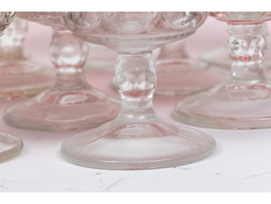 34 Piece Collection Of Cranberry Banded Molded Glass Stemware