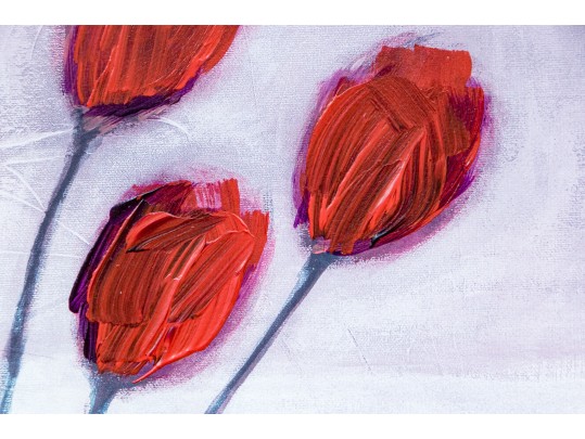 J. Pine, Signed Embellished Giclee On Board, Vase Of Red Tulips