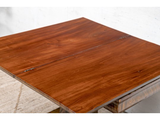 Antique Mahogany And Figured Wood Games Table 