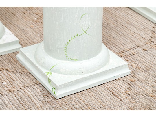 Set Of Four Paint Decorated Wood Pedestals