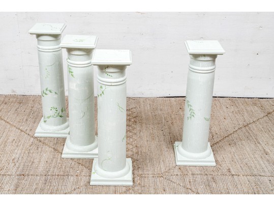 Set Of Four Paint Decorated Wood Pedestals