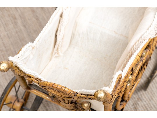 Vintage Rattan Baby Pram 