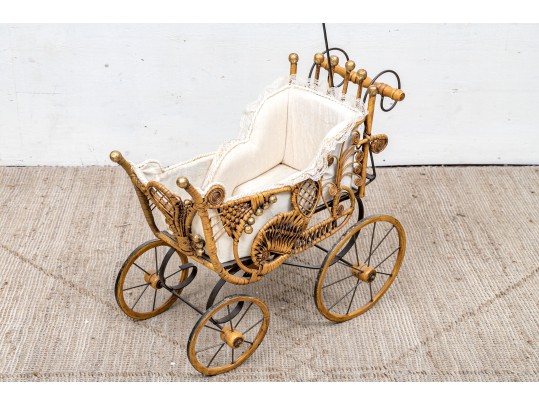 Vintage Rattan Baby Pram 