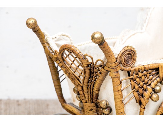 Vintage Rattan Baby Pram 