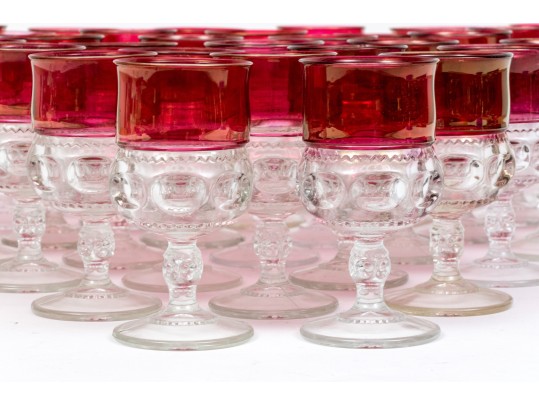 Large Collection Of Vintage Indiana Glass Kings Crown Glasses