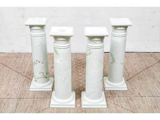 Set Of Four Paint Decorated Wood Pedestals