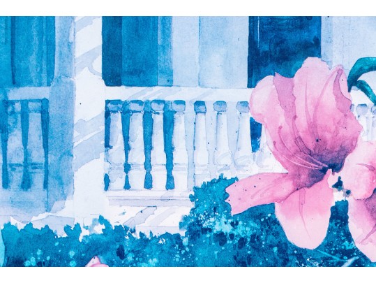 David Nichols (1929-1911) Signed Limited Edition Print, Terrace With Lilies