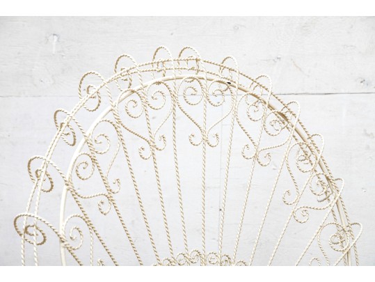 Pair Of Vintage White Painted Metal Peacock Chairs 