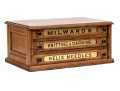 Antique Milward's Three Drawer Oak Needle Cabinet