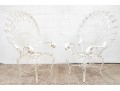 Pair Of Vintage White Painted Metal Peacock Chairs 