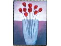 J. Pine, Signed Embellished Giclee On Board, Vase Of Red Tulips