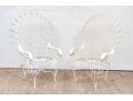 Pair Of Vintage White Painted Metal Peacock Chairs 