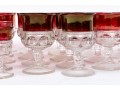 34 Piece Collection Of Cranberry Banded Molded Glass Stemware