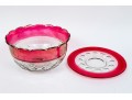 Vintage Indiana Glass Kings Crown Ruby Punch Bowl Set
